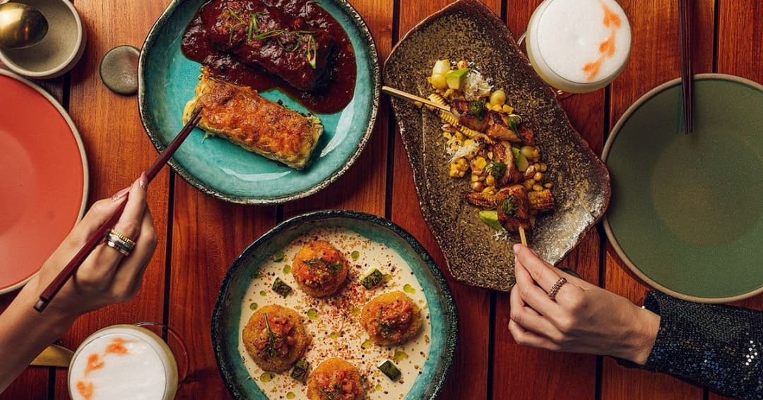 Plates of food on a table