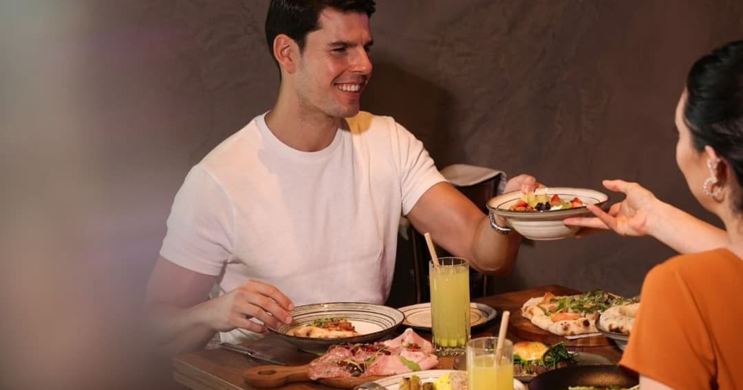 Two people sharing a meal