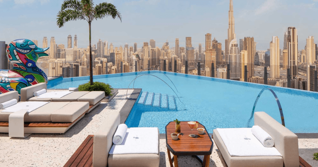 View of the Burj Khalifa from Privilege's pool.