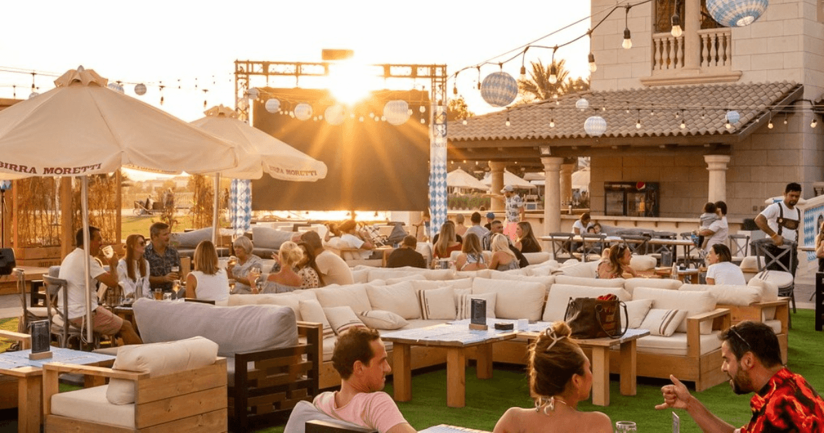 People enjoying the nice weather on The Crafty Fox's terrace.