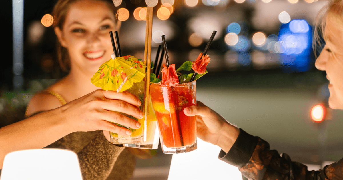 Friends toasting their after-work drinks