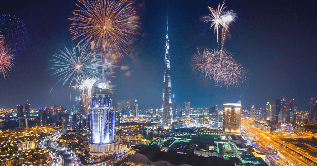 Burj Khalifa views with fireworks