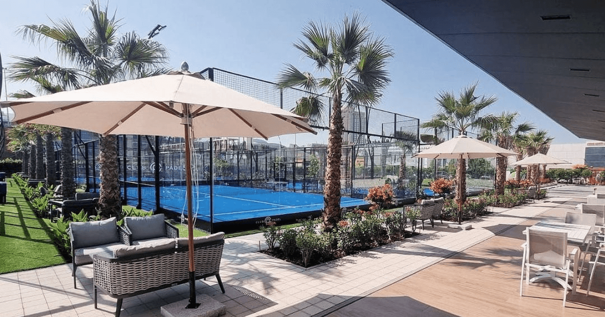 Courtside view of Club Padel's outdoor padel courts