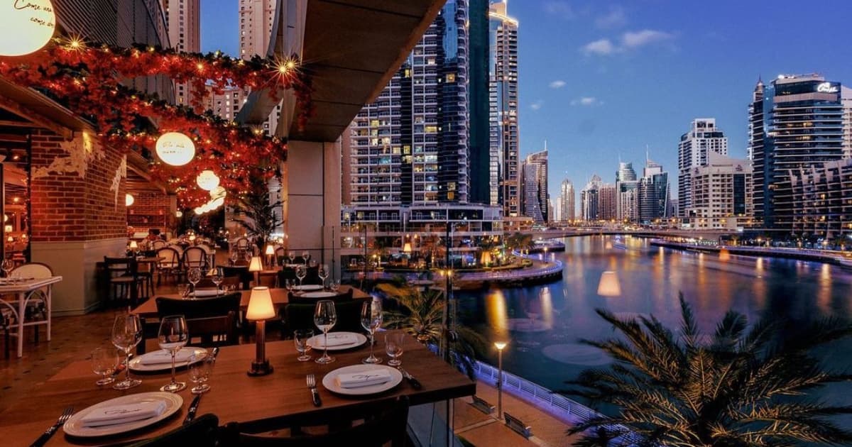 Outdoor terrace at Papas Dubai in Dubai Marina