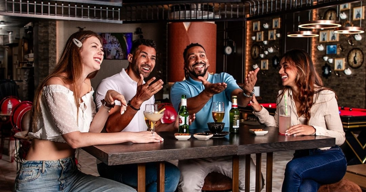 Guests enjoying drinks at Roaring Rabbit