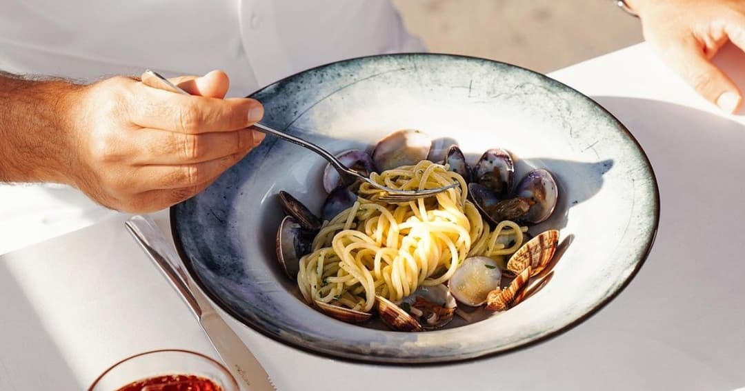 Plate of pasta with clams