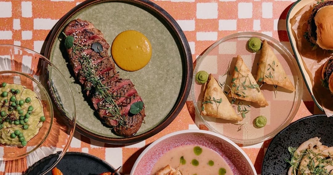 Plates of food on a table