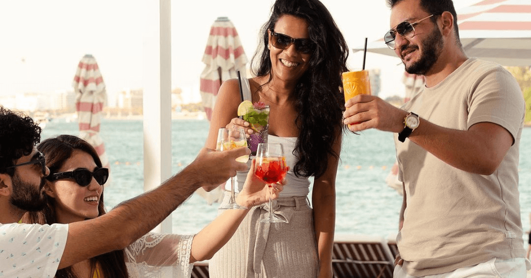 Guests toasting their drinks