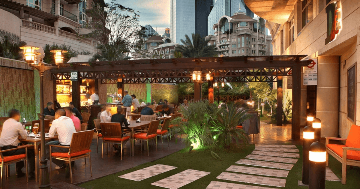 Outside terrace area with views of Downtown Dubai