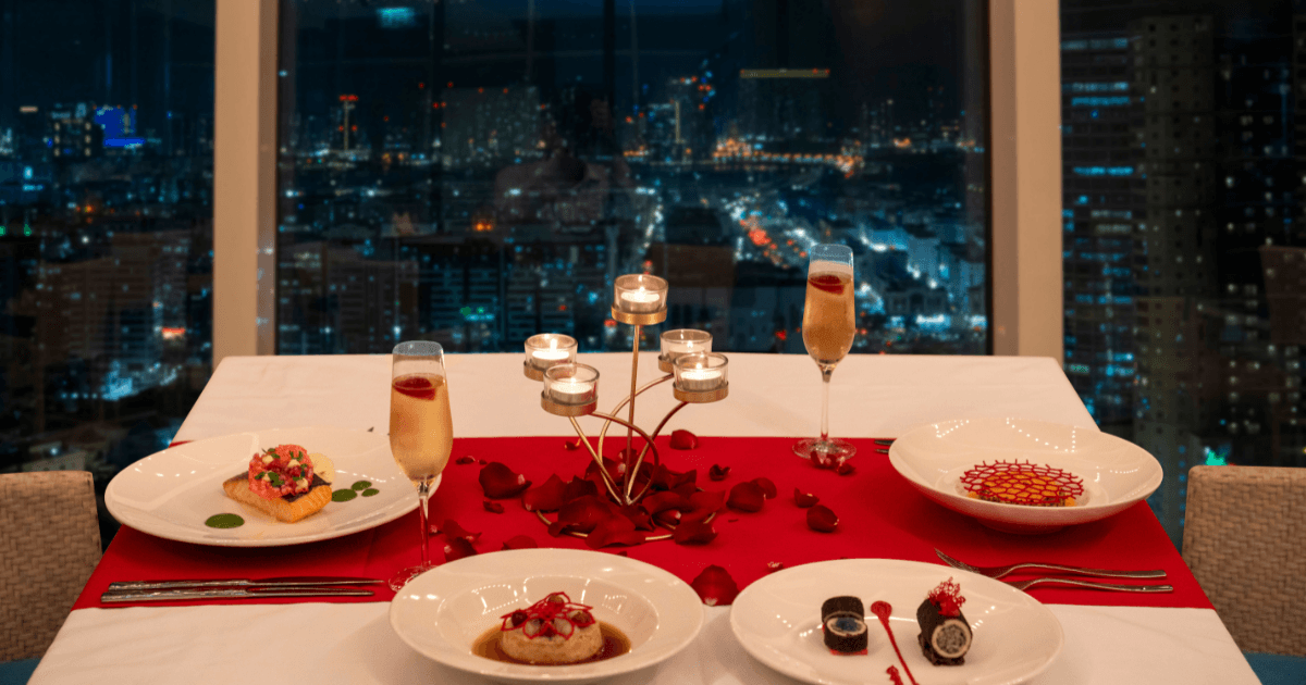 Table prepared for Valentine's day