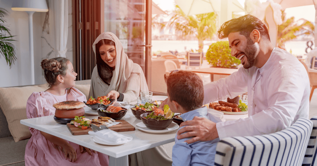 Family enjoying Iftar toegether