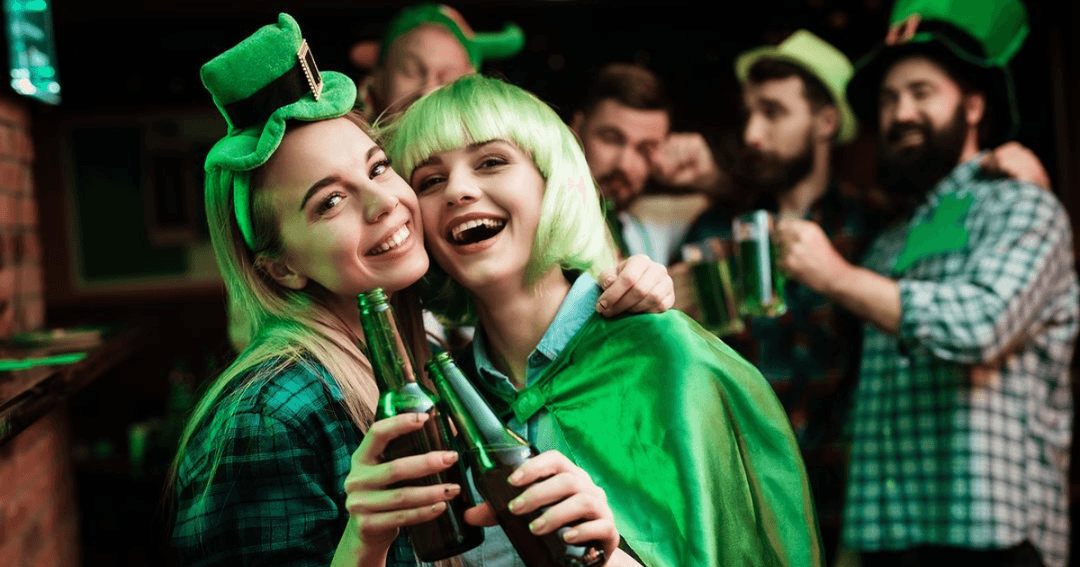 Guests posing with St Patrick's Day customs