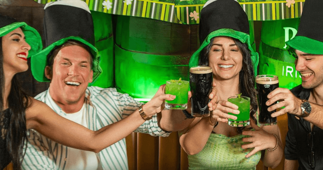 Guest toasting their St Patrick's Day drinks