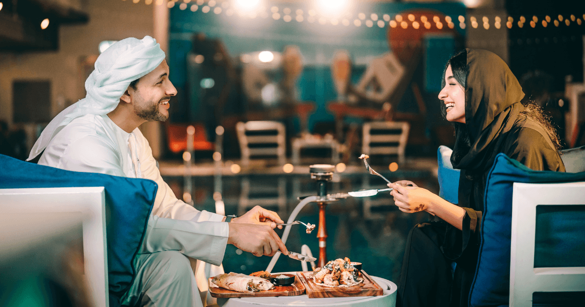 Couple enjoying Iftar