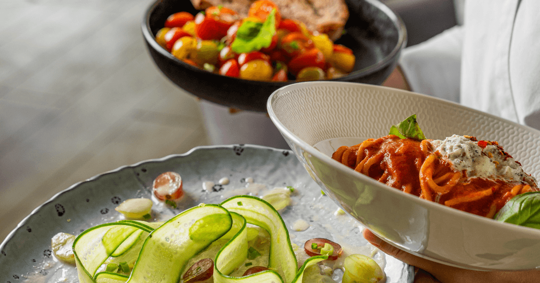 Three dishes being served