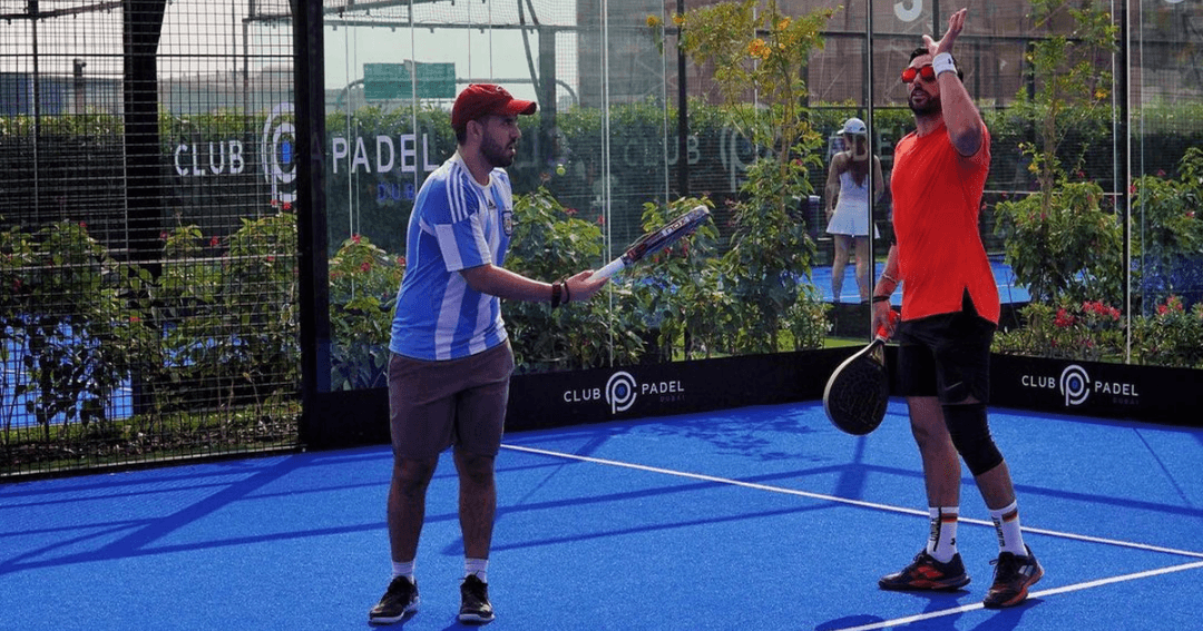 men playing padel at club padel dubai