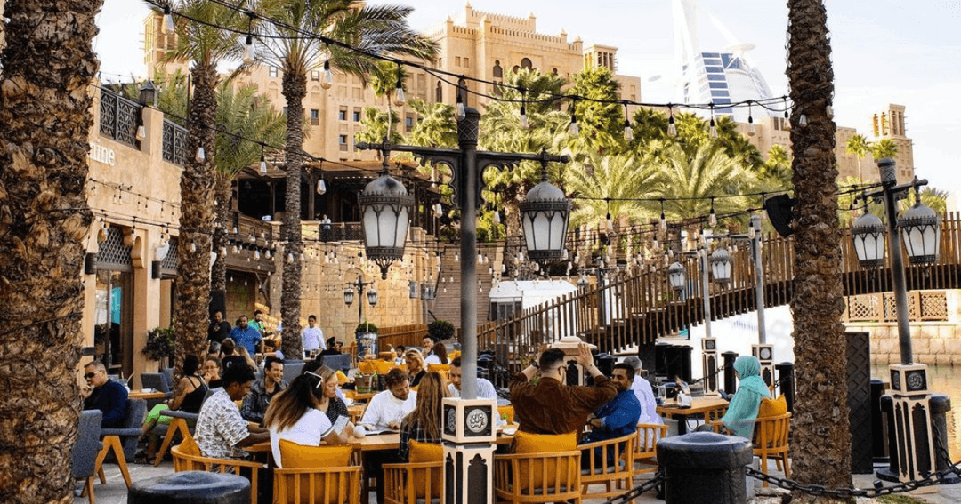 guests dining outside dubai