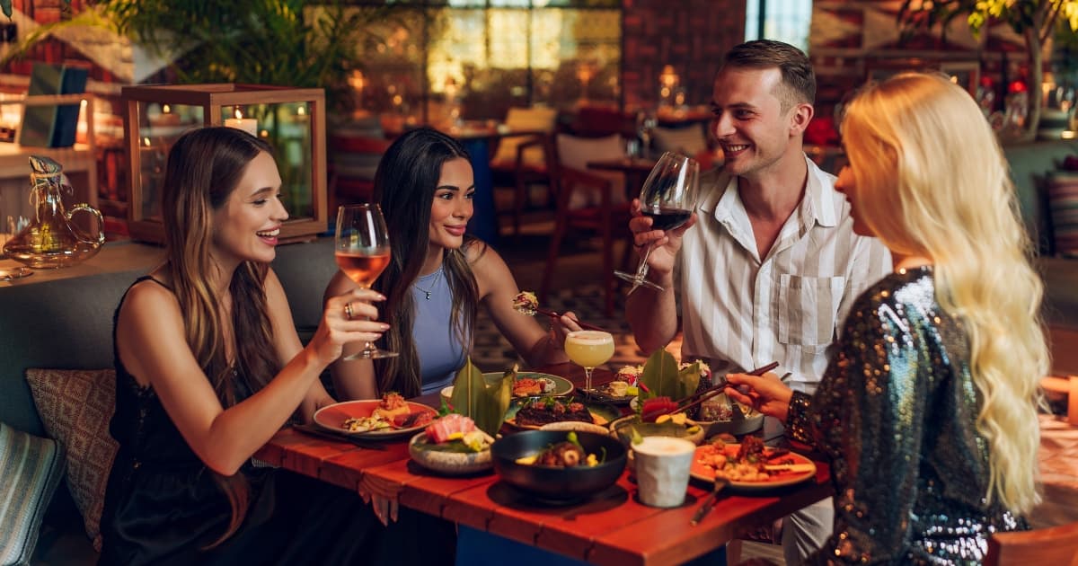 People having dinner at a restaurant