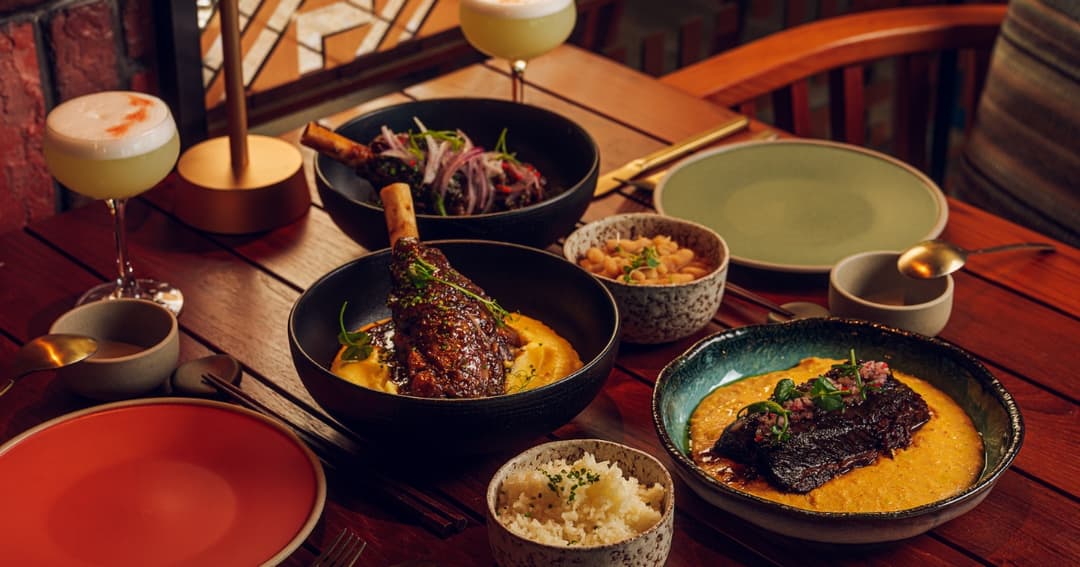 Plates of food on a table