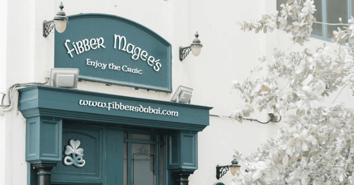 Entrace view of Fibber Magee's, an Irish pub in Dubai