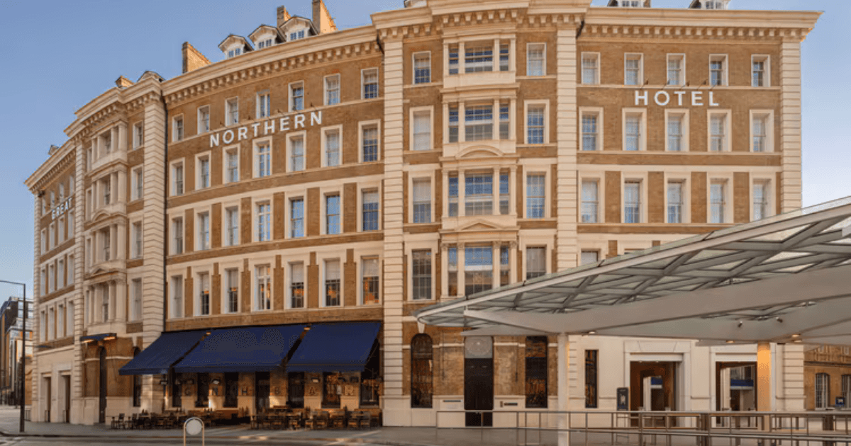 The exterior of The Great Northern Hotel in London, showcasing its historic architecture and grand facade.