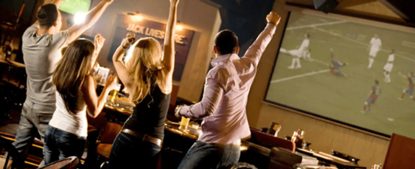 people celebrating a football match in Harvesters