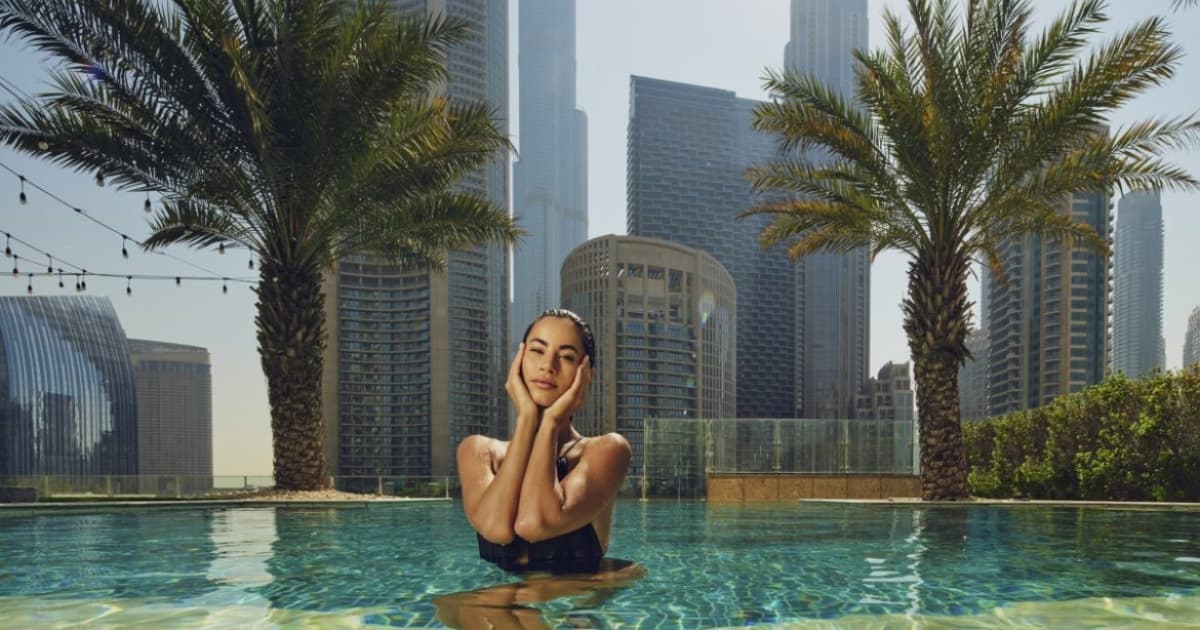 Model in a swimming pool