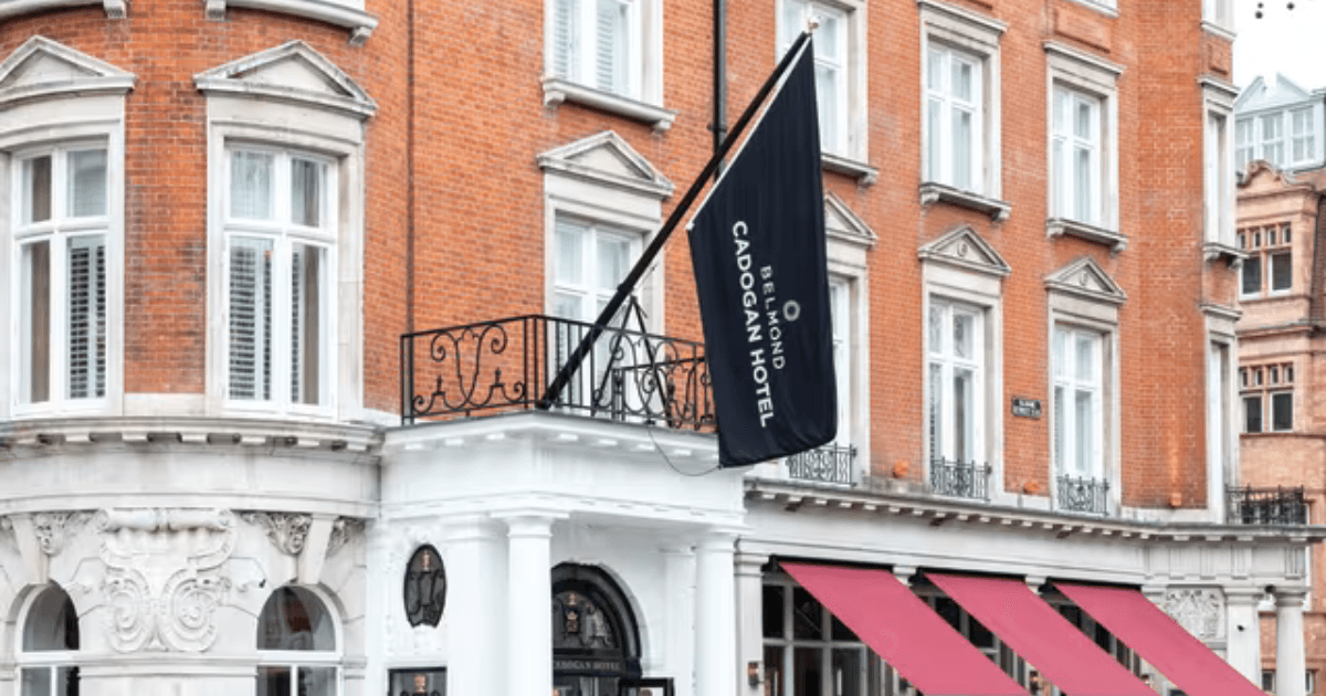 The exterior of The Cadogan Hotel in London, showcasing its classic brick facade and elegant architectural details.