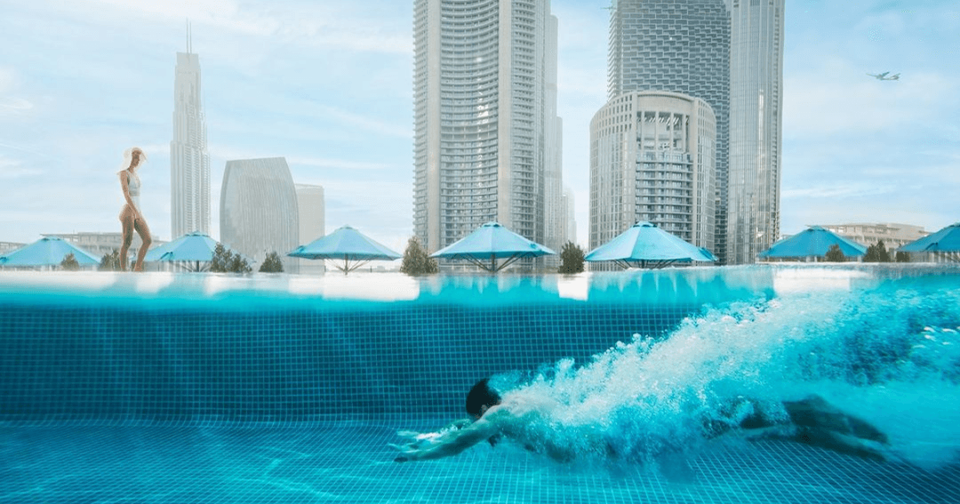 guest diving in the pool